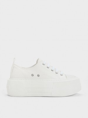 Adidasi cu Platforma Charles & Keith Grosolan Albi | 360VTLRKZ