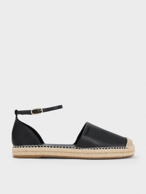 Balerini Charles & Keith Ankle-Curea Espadrile Negrii | 189ANHUOE