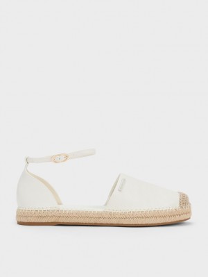 Balerini Charles & Keith Ankle-Curea Espadrile Albi | 853VUZLFM