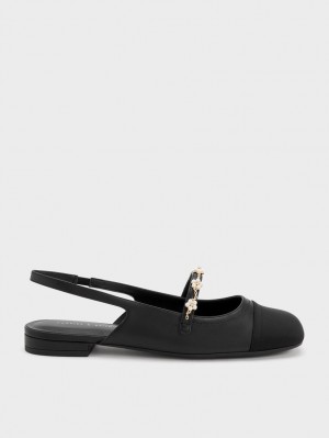 Balerini Charles & Keith Beaded Flower Slingback Negrii | 934VUCNAP