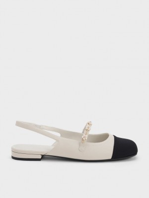 Balerini Charles & Keith Beaded Flower Slingback Albi | 269KAGDLO