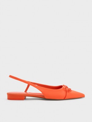 Balerini Charles & Keith Bow Pointed-Bombeu Slingback Portocalii | 816QLPAIJ