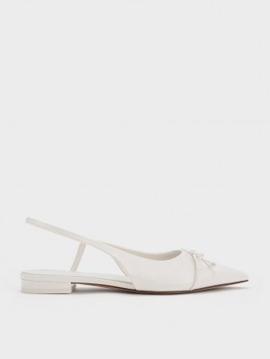 Balerini Charles & Keith Bow Pointed-Bombeu Slingback Albi | 785NEAGXY