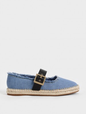 Balerini Charles & Keith Buckled Denim Espadrile Albastri | 684TAMORH