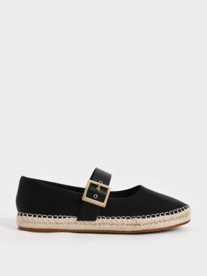 Balerini Charles & Keith Buckled Espadrile Negrii | 183DOQKTA
