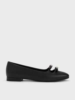 Balerini Charles & Keith Floral Beaded Bow Negrii | 405WPDANO