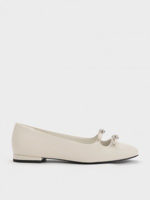 Balerini Charles & Keith Floral Beaded Bow Albi | 348MODVYJ