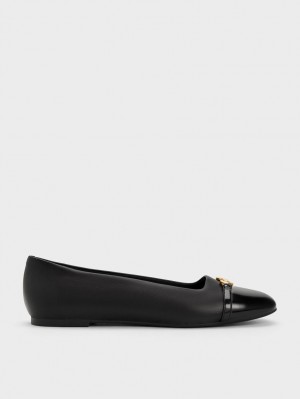 Balerini Charles & Keith Metallic Accent Negrii | 859YTBELV