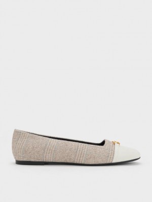 Balerini Charles & Keith Metallic Accent Checkered Gri | 958CAWBPN