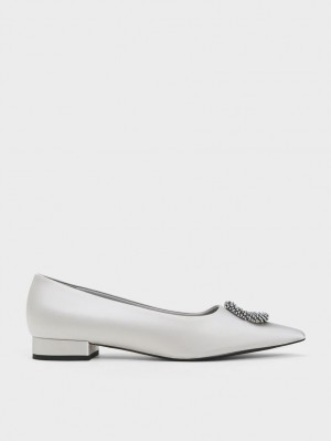 Balerini Charles & Keith Recycled Polyester Beaded Circle Argintii | 312KTNRDZ