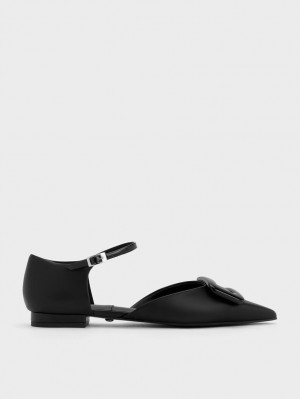 Balerini Charles & Keith Rosalie Piele D'Orsay Negrii | 587JDKSWO