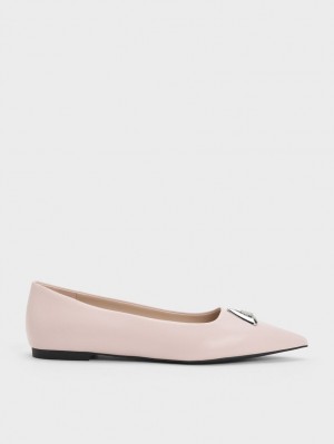 Balerini Charles & Keith Trice Metallic Accent Pointed-Bombeu Roz | 315TWDBZC