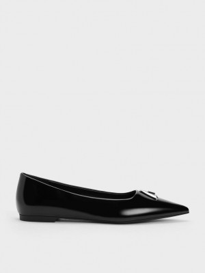 Balerini Charles & Keith Trice Metallic Accent Pointed-Bombeu Negrii | 790OEXPIA
