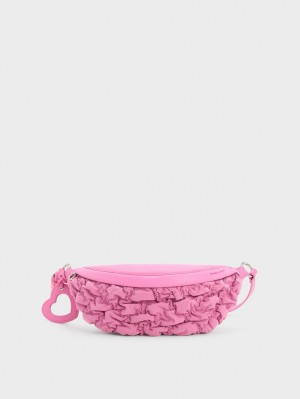 Borseta Charles & Keith Ruched Nailon Bum Roz | 290VYGKZD