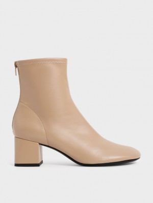 Botine Charles & Keith Block Heel Bej | 356ANBPDT