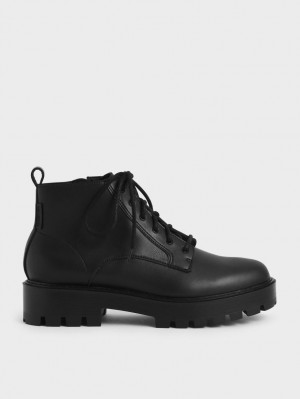 Botine Charles & Keith Dantela-Up Grosolan Negrii | 405DMBYQI