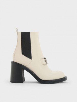 Botine Charles & Keith Gabine Block Heel Albi | 871BPULTR