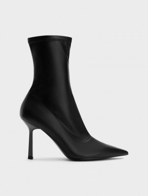 Botine Charles & Keith Pointed-Bombeu Stiletto Heel Negrii | 403NHMFUO