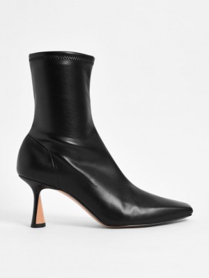 Botine Charles & Keith Tapered Square-Bombeu Negrii | 537WXRENV