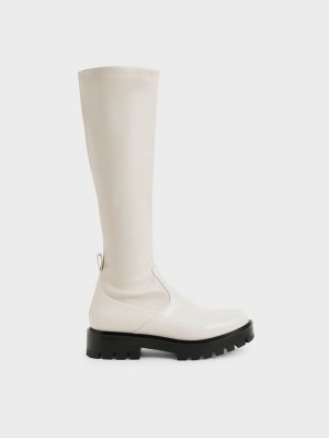 Cizme Pana La Genunchi Charles & Keith Faux Piele Albi | 843HKTSQV
