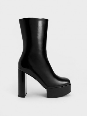 Cizme cu Toc Charles & Keith Corinth Blade Negrii | 713IUXBFC