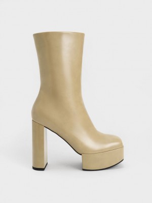 Cizme cu Toc Charles & Keith Corinth Blade Masline Verzi | 382CVQGWP