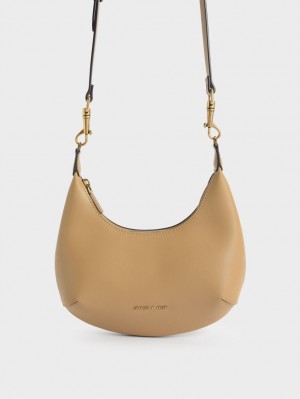 Geantă Hobo Charles & Keith Beaded Handle Bej | 430JQBPZW