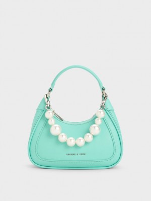 Geantă Hobo Charles & Keith Beaded Handle Turcoaz | 378QCYASW