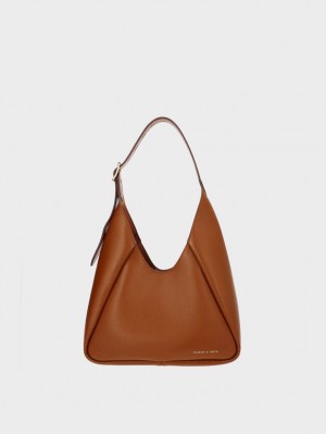 Geantă Hobo Charles & Keith Buzz Large Ciocolata | 796UGPJXE