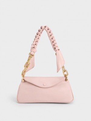 Geantă Hobo Charles & Keith Cleona Braided Handle Roz Deschis | 643SXRNYQ