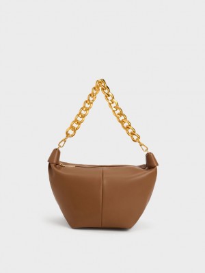Geantă Hobo Charles & Keith Daki Chain Handle Ciocolata | 375CLHUPY