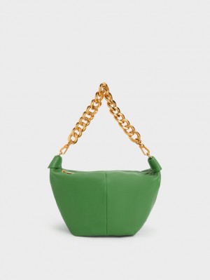 Geantă Hobo Charles & Keith Daki Chain Handle Verzi | 250ULHOXW