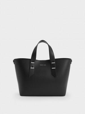 Geantă Hobo Charles & Keith Double Handle Negrii | 054RTPZAW