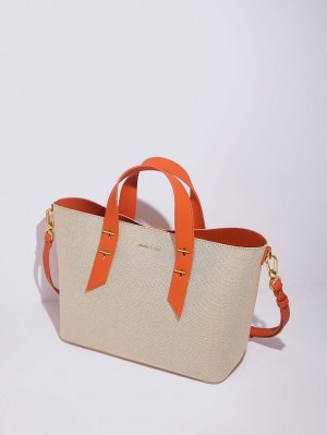 Geantă Hobo Charles & Keith Double Handle Portocalii | 942MDJXBW
