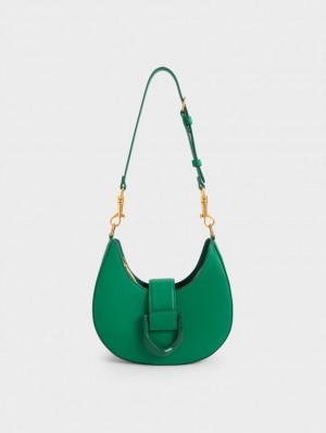 Geantă Hobo Charles & Keith Gabine Belted Verzi | 402MSBWQC