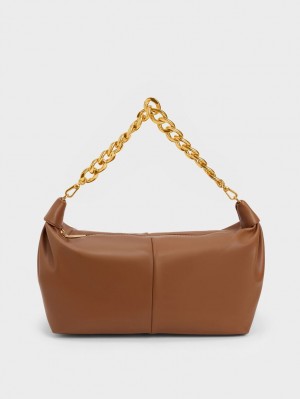Geantă Hobo Charles & Keith Grosolan Chain Link Ciocolata | 401VGBFMH