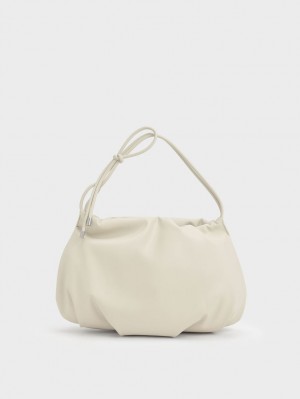 Geantă Hobo Charles & Keith Knotted Handle Albi | 897LKQMFS