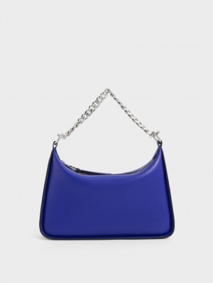 Geantă Hobo Charles & Keith Minta Chain-Link Albastri | 291XHVQGC