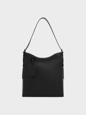 Geantă Hobo Charles & Keith Naomi Slouchy Negrii | 529JYQEDN