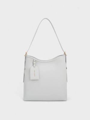 Geantă Hobo Charles & Keith Naomi Slouchy Gri | 508ZJATKB