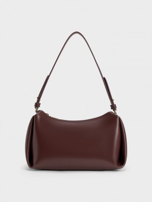 Geantă Hobo Charles & Keith Nezu Chain Handle Ciocolata Inchis | 913LMHTRO