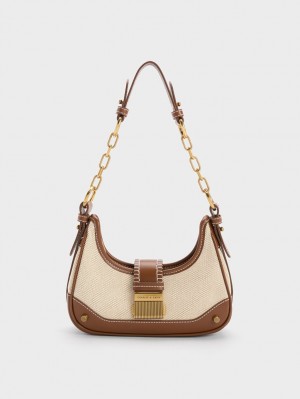 Geantă Hobo Charles & Keith Winslet Panza Belted Ciocolata | 485IFNRYO