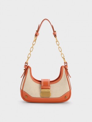Geantă Hobo Charles & Keith Winslet Panza Belted Portocalii | 048XJRHZS
