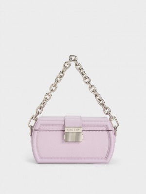 Geanta Clutch Charles & Keith Leona Belted Geometric Violet | 192VZAOQL