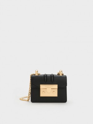 Geanta Clutch Charles & Keith Micro Charm-Embellished Negrii | 372TOMZLW