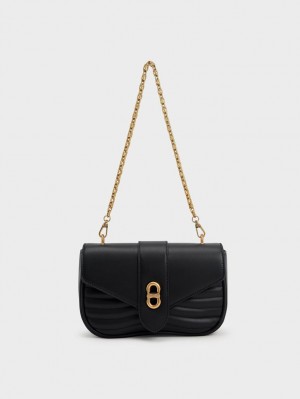 Geanta Crossbody Charles & Keith Aubrielle Panelled Negrii | 086KIGWHM