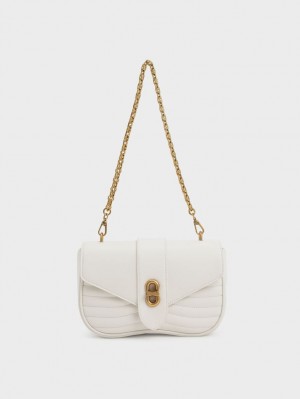 Geanta Crossbody Charles & Keith Aubrielle Panelled Albi | 784KLCQYE