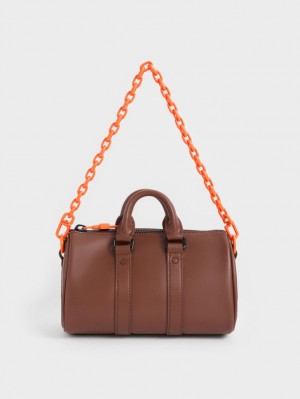 Geanta Crossbody Charles & Keith Balta Chain-Link Bowling Maro | 103NHQZED