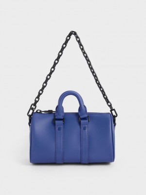 Geanta Crossbody Charles & Keith Balta Chain-Link Bowling Albastri | 240LCONEH