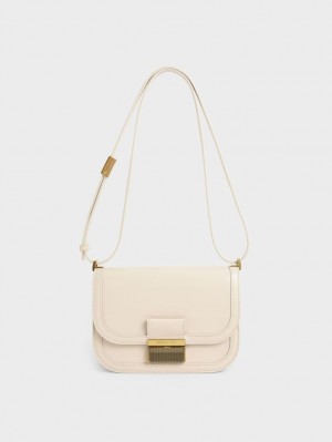 Geanta Crossbody Charles & Keith Charlot Albi | 905HDBCSA